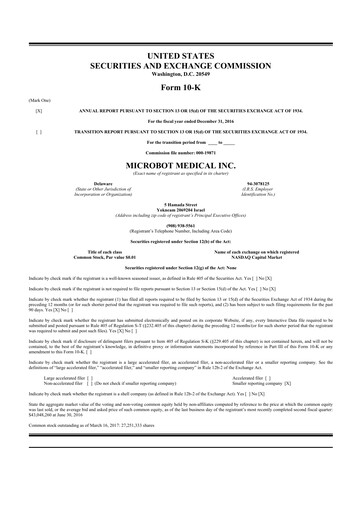 Thumbnail Microbot Medical
 10-K Annual Report 2016