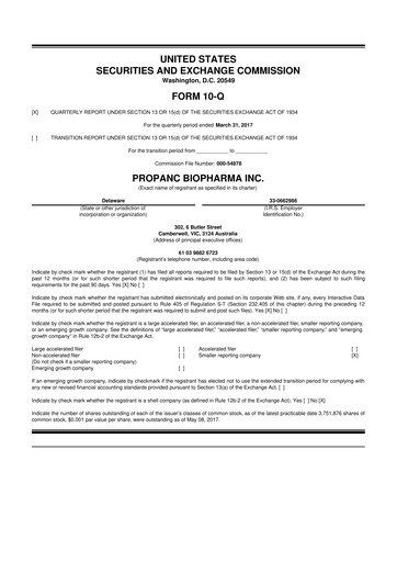 Thumbnail Propanc Biopharma 10-Q Quarterly Report FY2017 