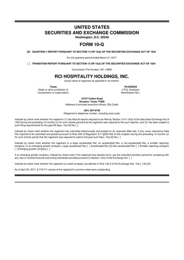 Thumbnail RCI Hospitality Holdings 10-Q Quarterly Report FY2017 