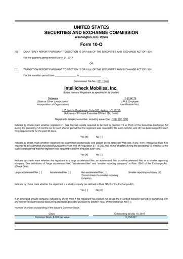 Miniature Intellicheck 10-Q Rapport trimestriel 2017 