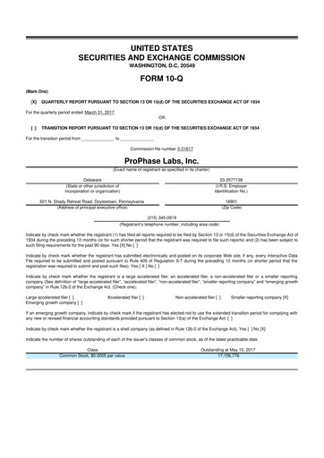 Thumbnail ProPhase Labs 10-Q Quarterly Report FY2017 
