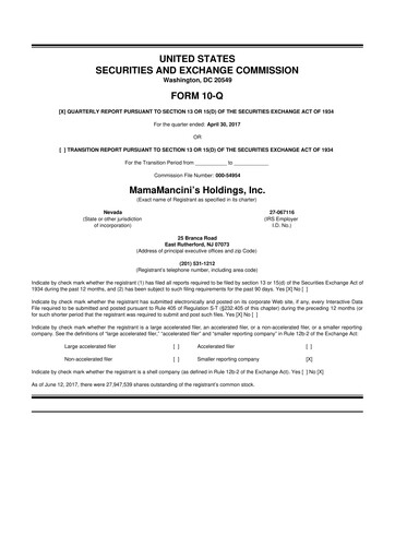 Thumbnail Mama's Creations 10-Q Quarterly Report FY2018 