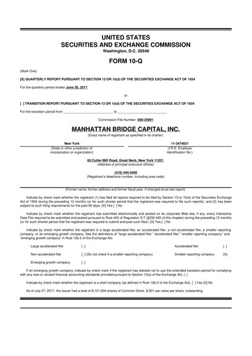 Thumbnail Manhattan Bridge Capital
 10-Q Quarterly Report FY 