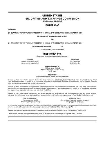 Thumbnail InspireMD 10-Q Quarterly Report FY2017 