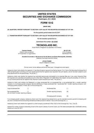 Thumbnail Tecnoglass 10-Q Quarterly Report FY2017 