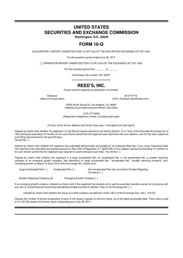 Vorschaubild Reed's, Inc. 10-Q Quartalsbericht  