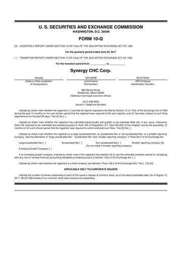 Thumbnail Synergy CHC 10-Q Quarterly Report FY2017 