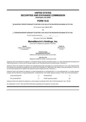 Thumbnail Mama's Creations 10-Q Quarterly Report FY2018 