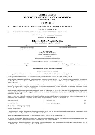 Thumbnail Propanc Biopharma 10-K Annual Report 2017