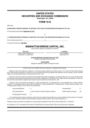 Thumbnail Manhattan Bridge Capital
 10-Q Quarterly Report FY 