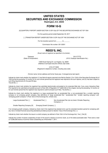 Vorschaubild Reed's, Inc. 10-Q Quartalsbericht  