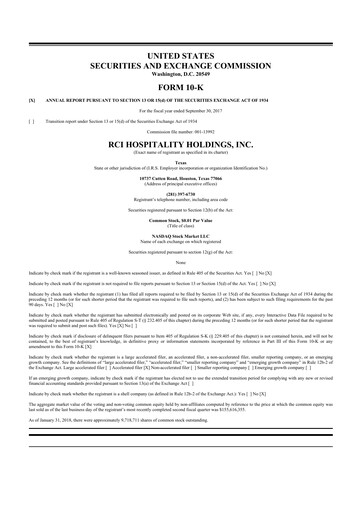 Thumbnail RCI Hospitality Holdings 10-K Annual Report 2017