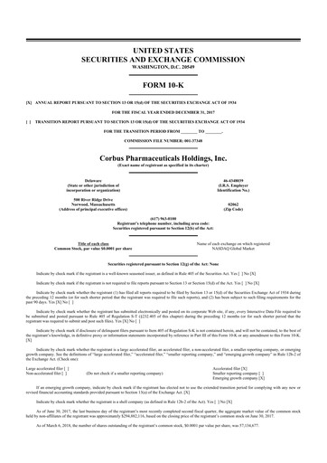 Thumbnail Corbus Pharmaceuticals
 10-K Annual Report 2017