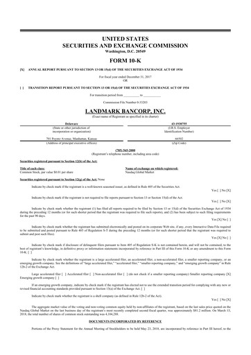 Thumbnail Landmark Bancorp 10-K Annual Report 2017