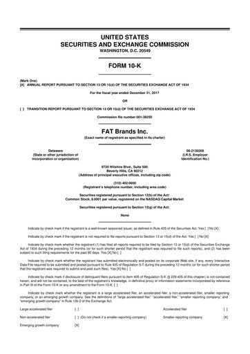 Miniature FAT Brands 10-K Rapport annuel 2017