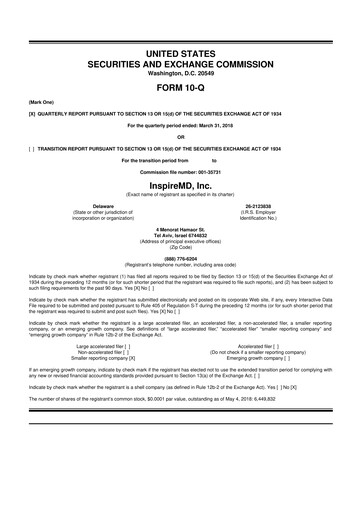 Thumbnail InspireMD 10-Q Quarterly Report FY2018 