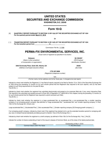 Thumbnail Perma-Fix Environmental Services 10-Q Quarterly Report FY2018 