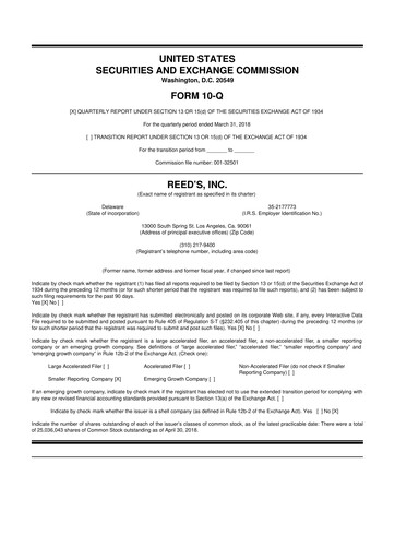 Vorschaubild Reed's, Inc. 10-Q Quartalsbericht  