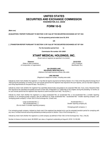 Vorschaubild Xtant Medical 10-Q Quartalsbericht  