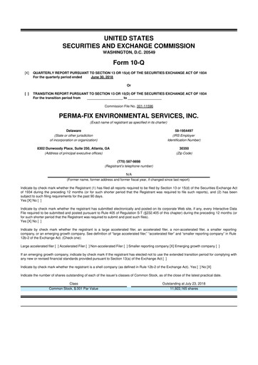 Thumbnail Perma-Fix Environmental Services 10-Q Quarterly Report FY2018 
