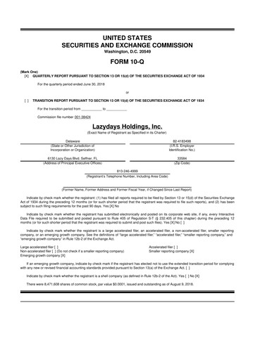 Thumbnail Lazydays Holdings 10-Q Quarterly Report FY2018 