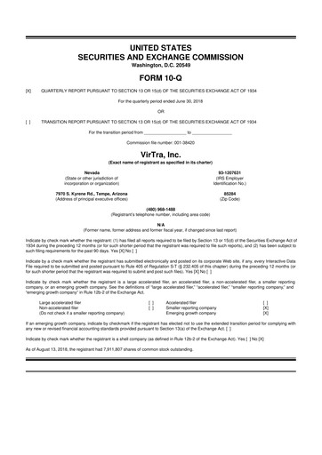 Thumbnail VirTra 10-Q Quarterly Report FY2018 