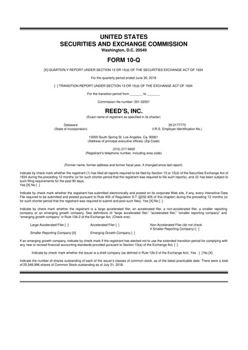 Vorschaubild Reed's, Inc. 10-Q Quartalsbericht  