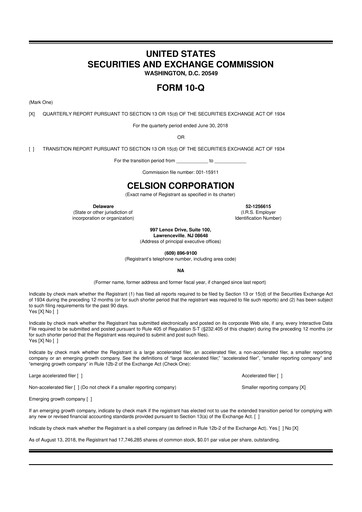 Vorschaubild Imunon 10-Q Quartalsbericht 2018 