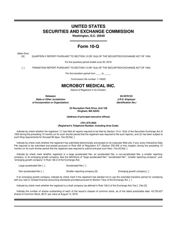 Thumbnail Microbot Medical
 10-Q Quarterly Report FY2018 