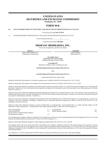 Thumbnail Propanc Biopharma 10-K Annual Report 2018