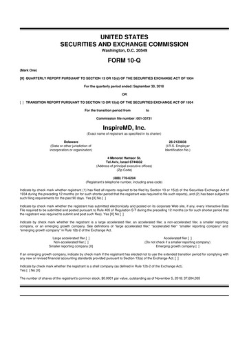 Thumbnail InspireMD 10-Q Quarterly Report FY2018 