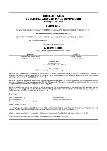 Thumbnail MariMed 10-Q Quarterly Report FY2018 