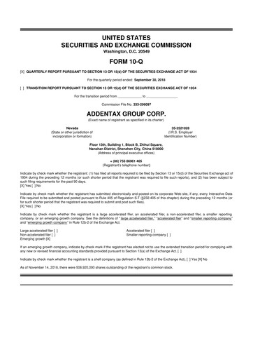 Vorschaubild Addentax Group 10-Q Quartalsbericht 2019 