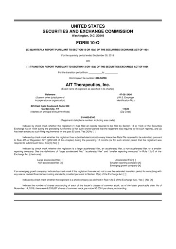 Thumbnail Beyond Air 10-Q Quarterly Report FY2019 