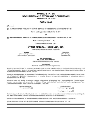 Vorschaubild Xtant Medical 10-Q Quartalsbericht  