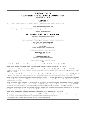 Thumbnail RCI Hospitality Holdings 10-K Annual Report 2018