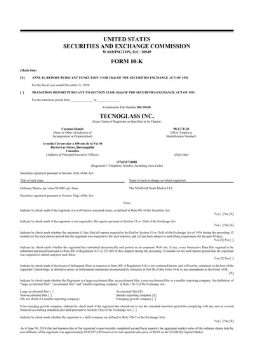 Thumbnail Tecnoglass 10-K Annual Report 2018