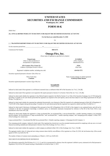 Thumbnail Omega Flex 10-K Annual Report 2018