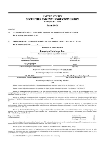 Thumbnail Lazydays Holdings 10-K Annual Report 2018