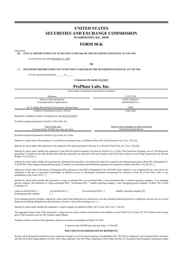 Thumbnail ProPhase Labs 10-K Annual Report 2018