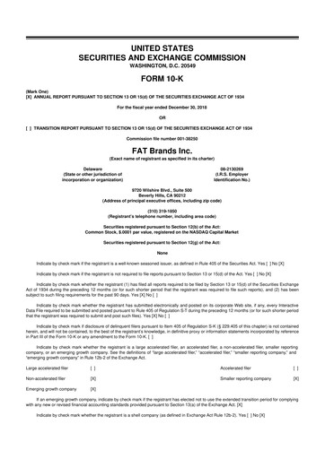 Miniature FAT Brands 10-K Rapport annuel 2018