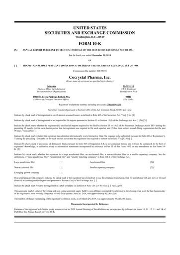 Vorschaubild Cocrystal Pharma
 10-K Jahresbericht 2018