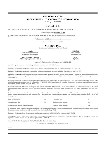 Thumbnail VirTra 10-K Annual Report 2018