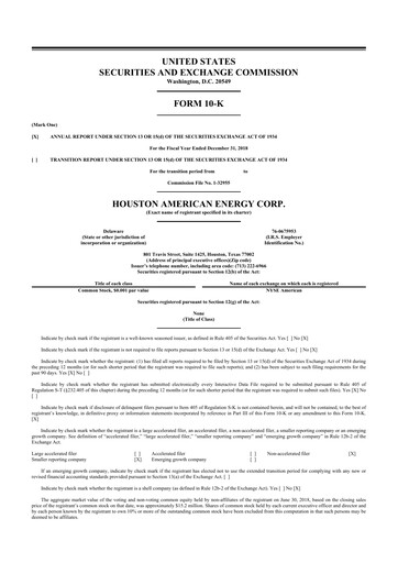 Thumbnail Houston American Energy 10-K Annual Report 2018