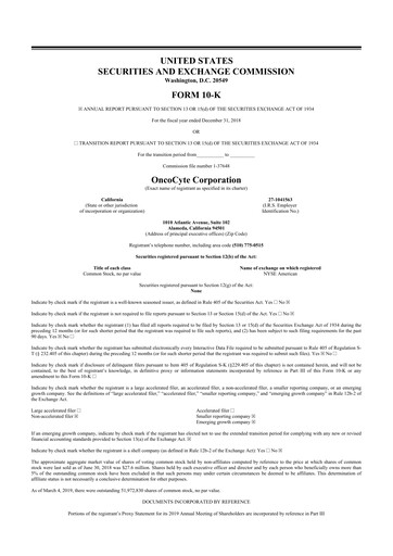 Thumbnail OncoCyte
 10-K Annual Report 2018