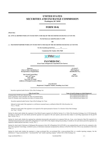 Miniature PAVmed
 10-K Rapport annuel 2018