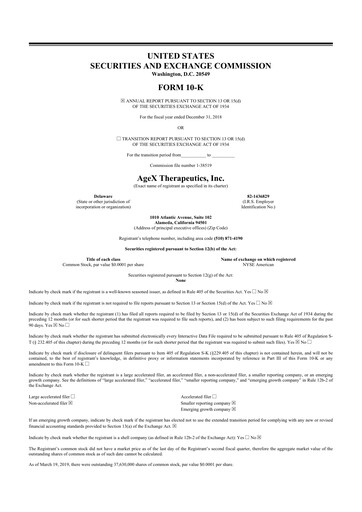 Vorschaubild Serina Therapeutics 10-K Jahresbericht 2018