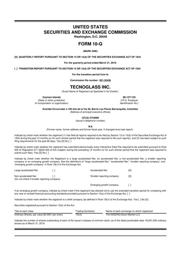 Thumbnail Tecnoglass 10-Q Quarterly Report FY2019 