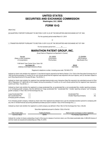 Thumbnail MARA Holdings
 10-Q Quarterly Report FY2019 