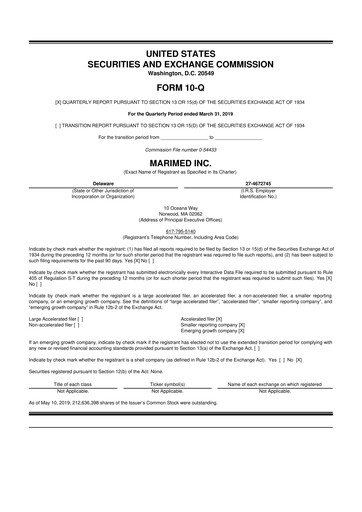 Thumbnail MariMed 10-Q Quarterly Report FY2019 